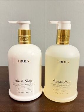 TRULY Vanilla Baby Lotion & Body Wash Set - White & Cream